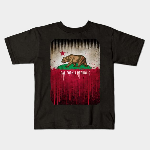 California Bear Flag (vintage Grunge Style) #1 Kids T-Shirt by Winya